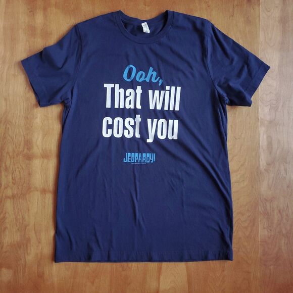 Jeopardy Game Show T Shirt Mens L Ooh That Will Cost You Blue Alex Trebek Gift - Picture 6 of 9